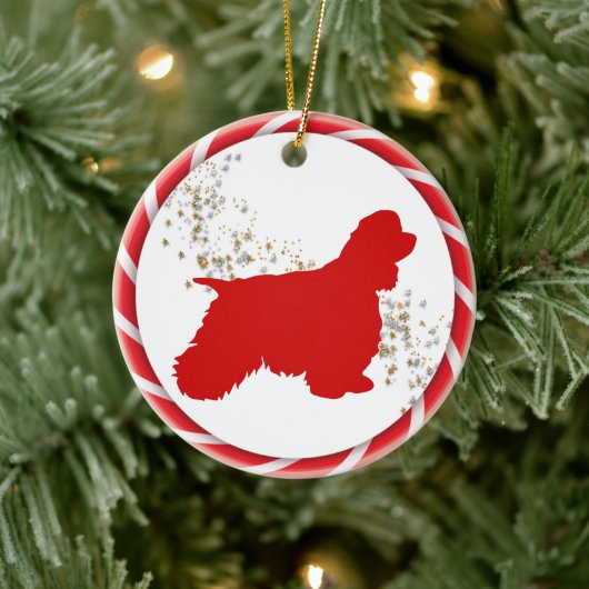Candy Cane Border Cocker Spaniel Keramisch Ornament (Boom)