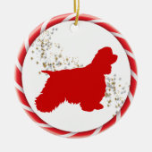 Candy Cane Border Cocker Spaniel Keramisch Ornament (Voorkant)