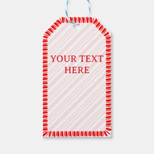 Candy Cane Border Kerst Aangepaste tekst Cadeaulabel (Voorkant)