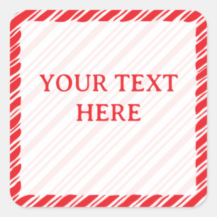 Candy Cane Border Kerst Decor Aangepaste tekst Vierkante Sticker