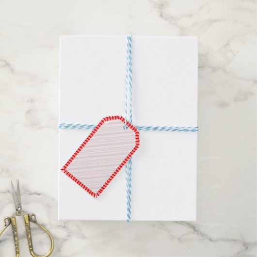 Candy Cane Border Kerstmis Blank Aangepast Cadeaulabel (Met Touw)