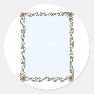 Candy Cane Border Ronde Sticker