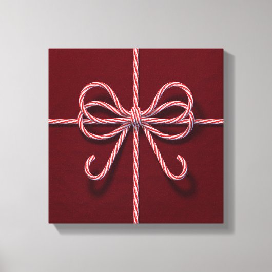 Candy Cane Bow Canvas Afdruk (Voorkant)
