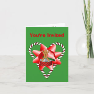 Candy Cane Bow Christmas Holiday Party Uitnodiging