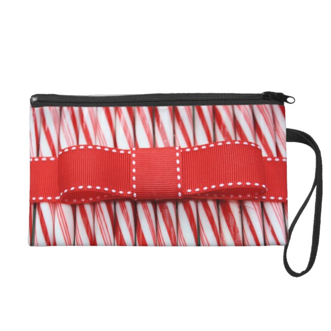 Candy Cane Bow make-up tas Wristlet (Voorkant)