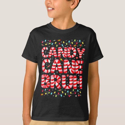Candy Cane Bruh Tree Light Pjs Christmas Xmas Men T-shirt (Voorkant)