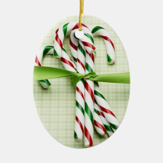 Candy Cane Bundel Keramisch Ornament (Voorkant)