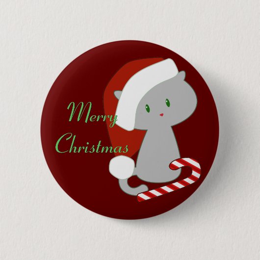 Candy Cane Cat Button (Voorkant)