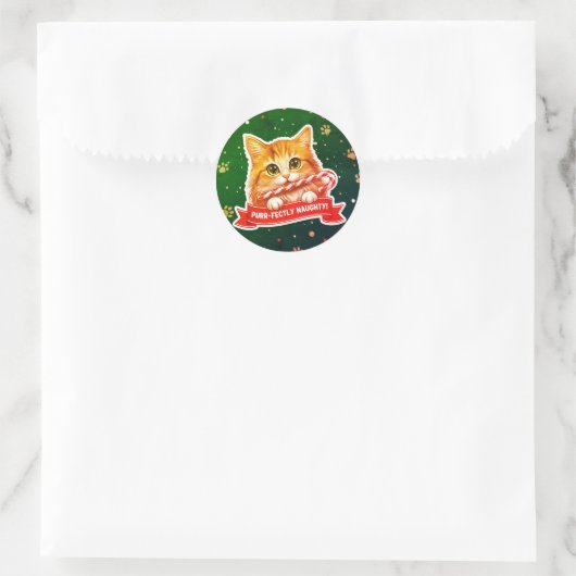 Candy Cane Cat Sticker – Cute Mischievous (Tas)