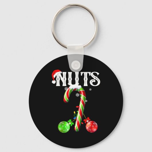 Candy Cane Chest Nuts Couples Funny Chestnuts Xmas Sleutelhanger (Voorkant)
