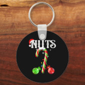 Candy Cane Chest Nuts Couples Funny Chestnuts Xmas Sleutelhanger (Voorkant)