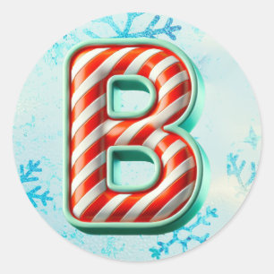Candy Cane Christmas "B" Sticker, feestelijke stre Ronde Sticker