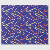 Candy Cane Christmas Blue Cadeaupapier (Vlak)