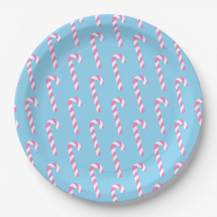 Candy Cane Christmas Blue Papieren Bordje