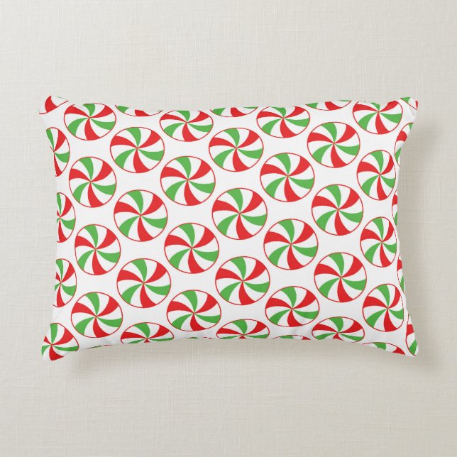 Candy Cane Christmas Candy Printed Throw Pillow Accent Kussen (Voorkant)