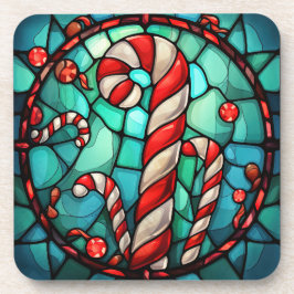 Candy Cane Christmas Glas in lood Bier Onderzetter