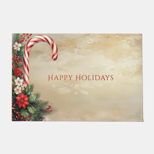 Candy Cane Christmas Holiday Doormat Deurmat (Voorkant)