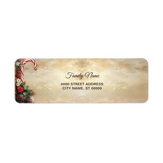 Candy Cane Christmas Holiday Return Address Label (Voorkant)
