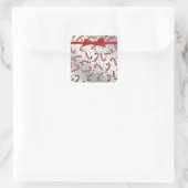 Candy Cane Christmas Kaart Envelope Vierkante Sticker (Tas)