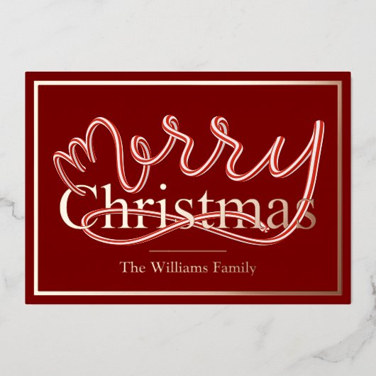 Candy Cane Christmas Kaart - rode streep terug (Voorkant)