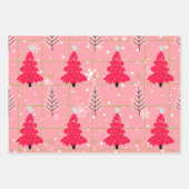 Candy Cane Christmas Pink Tree Doodle Inpakpapier Vel (Voorkant)