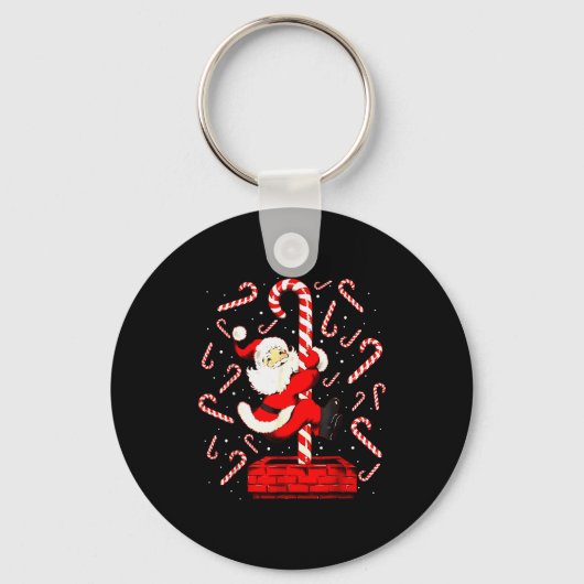 Candy Cane Christmas Santa Funny Lights Xmas Men W Sleutelhanger (Voorkant)