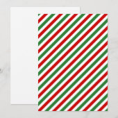 Candy Cane Christmas Stripes Rood Groen Kaart (Voorkant / Achterkant)