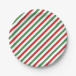Candy Cane Christmas Stripes Rood Groen Papieren Bordje