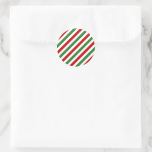 Candy Cane Christmas Stripes Rood Groen Ronde Sticker
