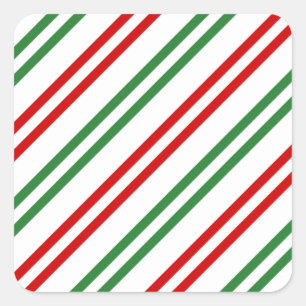 Candy Cane Christmas Stripes Rood Groen Vierkante Sticker