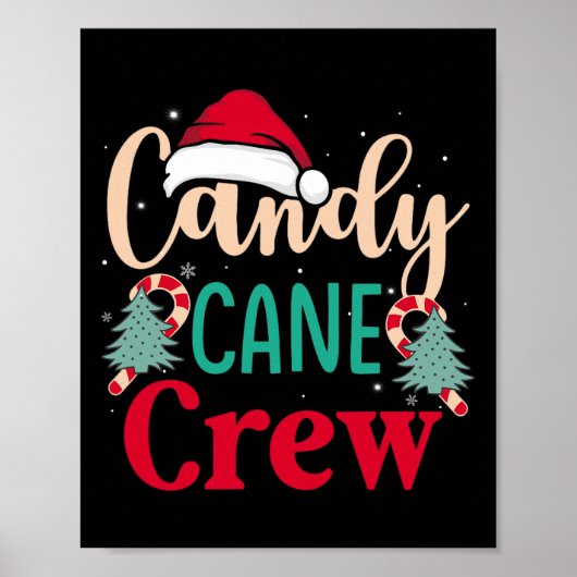 Candy Cane Crew Fun Christmas Snoep Lover Xmas Wom Poster (Voorkant)