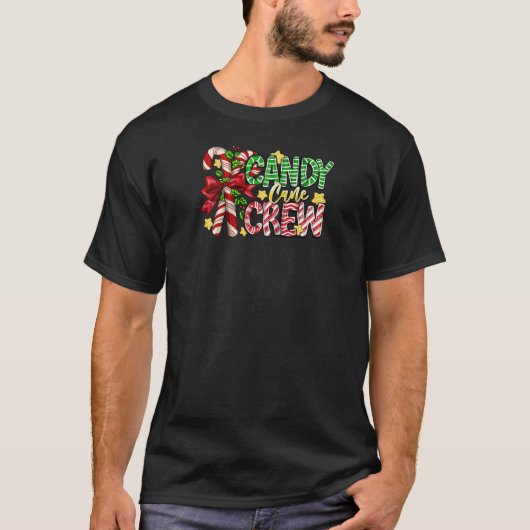 Candy Cane Crew Funny Christmas Candy Lover Xmas P T-shirt (Voorkant)