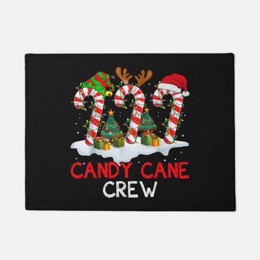 Candy Cane Crew Kerstmis Santa Elf Rendier X-mas Deurmat (Voorkant)