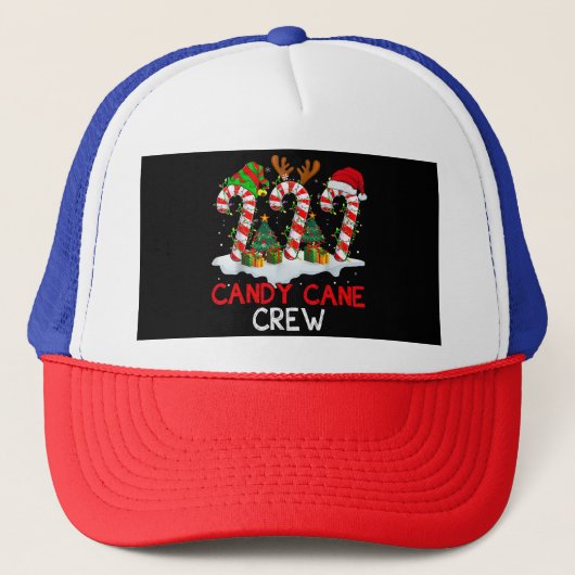 Candy Cane Crew Kerstmis Santa Elf Rendier X-mas Trucker Pet (Voorkant)