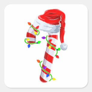 Candy Cane Crew Kerstverlichting Familie Matching Vierkante Sticker