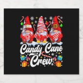 Candy Cane Crew Snoep Lover Gnome Sparkling Wijnetiket (Enkel label)