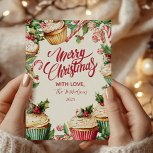 Candy Cane Cupcake Kerstmis Feestdagenkaart