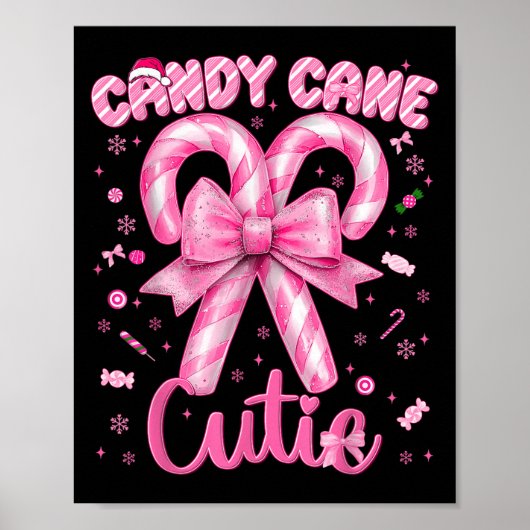 Candy Cane Cutie Coquette Pyjama Pjs Kerstmis Xm Poster (Voorkant)