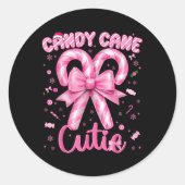 Candy Cane Cutie Coquette Pyjama Pjs Kerstmis Xm Ronde Sticker (Voorkant)