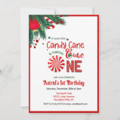 Candy Cane Cutie First Birthday Kaart (Voorkant)