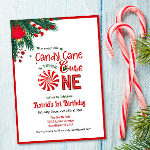 Candy Cane Cutie First Birthday Kaart