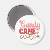 Candy Cane Cutie Retro Groovy Kerst Feestdagen Magneet (Voorkant / Achterkant)