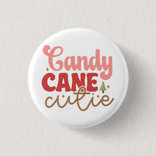 Candy Cane Cutie Retro Groovy Kerst Feestdagen Ronde Button 3,2 Cm
