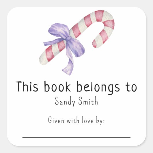 Candy cane - Dit boek hoort bij bericht Vierkante Sticker (Voorkant)