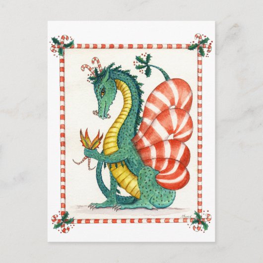 Candy Cane Dragon - briefkaart (Voorkant)