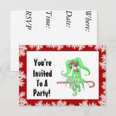 Candy Cane Elf Holiday Party Invitation Kaart (Voorkant / Achterkant)