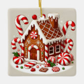 Candy Cane en Holiday Delights Gingerbread House Keramisch Ornament (Voorkant)