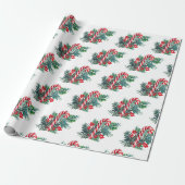 Candy Cane en wintergroen | Kerstmis Cadeaupapier (Uitgerold)