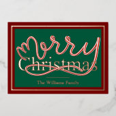 Candy Cane Folie Kerst Kaart (Voorkant)