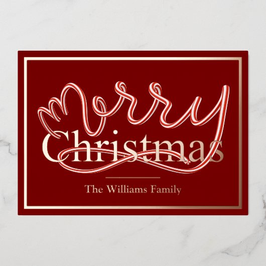 Candy Cane Folie Kerst Kaart (Voorkant)